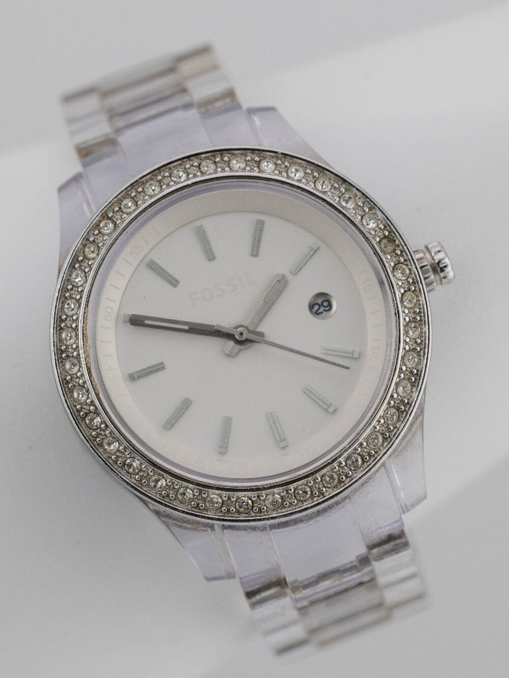 Fossil ES2612 Stella Clear Resin Quartz Analog Women's Watch New Battery